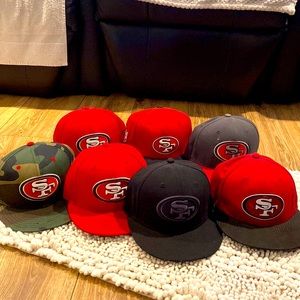 49ers and Los Angeles Dodgers and the Texas Rangers hats take them all
